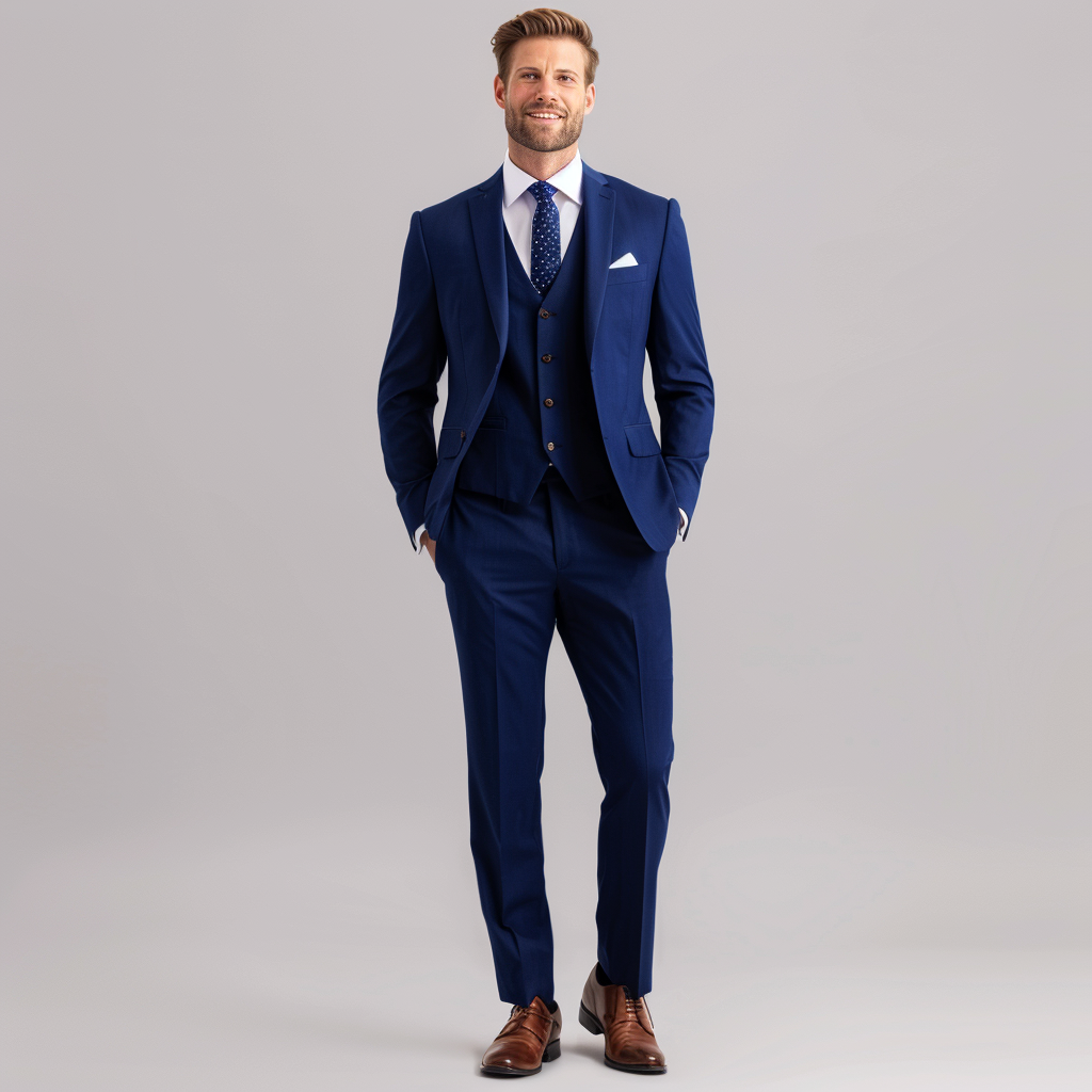 SevenYn Men's High-End Custom Deep Blue Suit