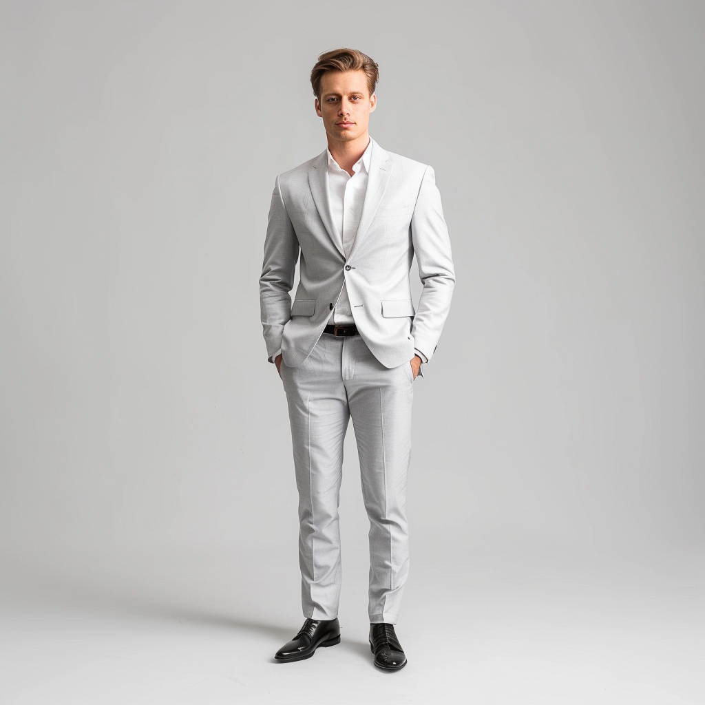 SevenYn Men's High-End Custom Light Gray Suit