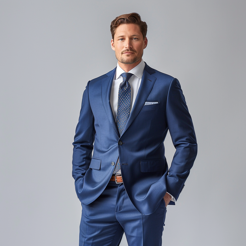 SevenYn Men's High-End Custom Blue Suit