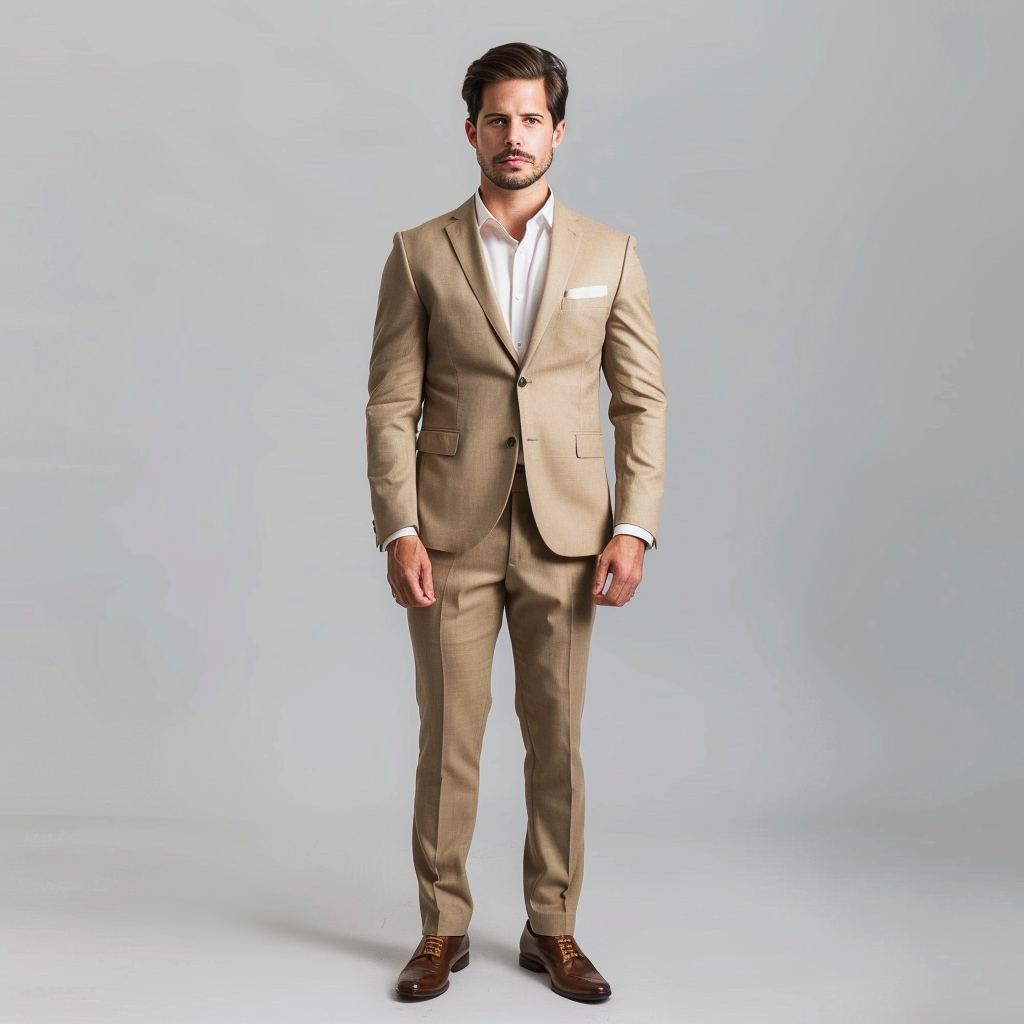 SevenYn Men's High-End Custom Champagne Suit